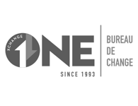 one bureau de change logo collaborator Skyled ονε λογότυπο συνεργάτες